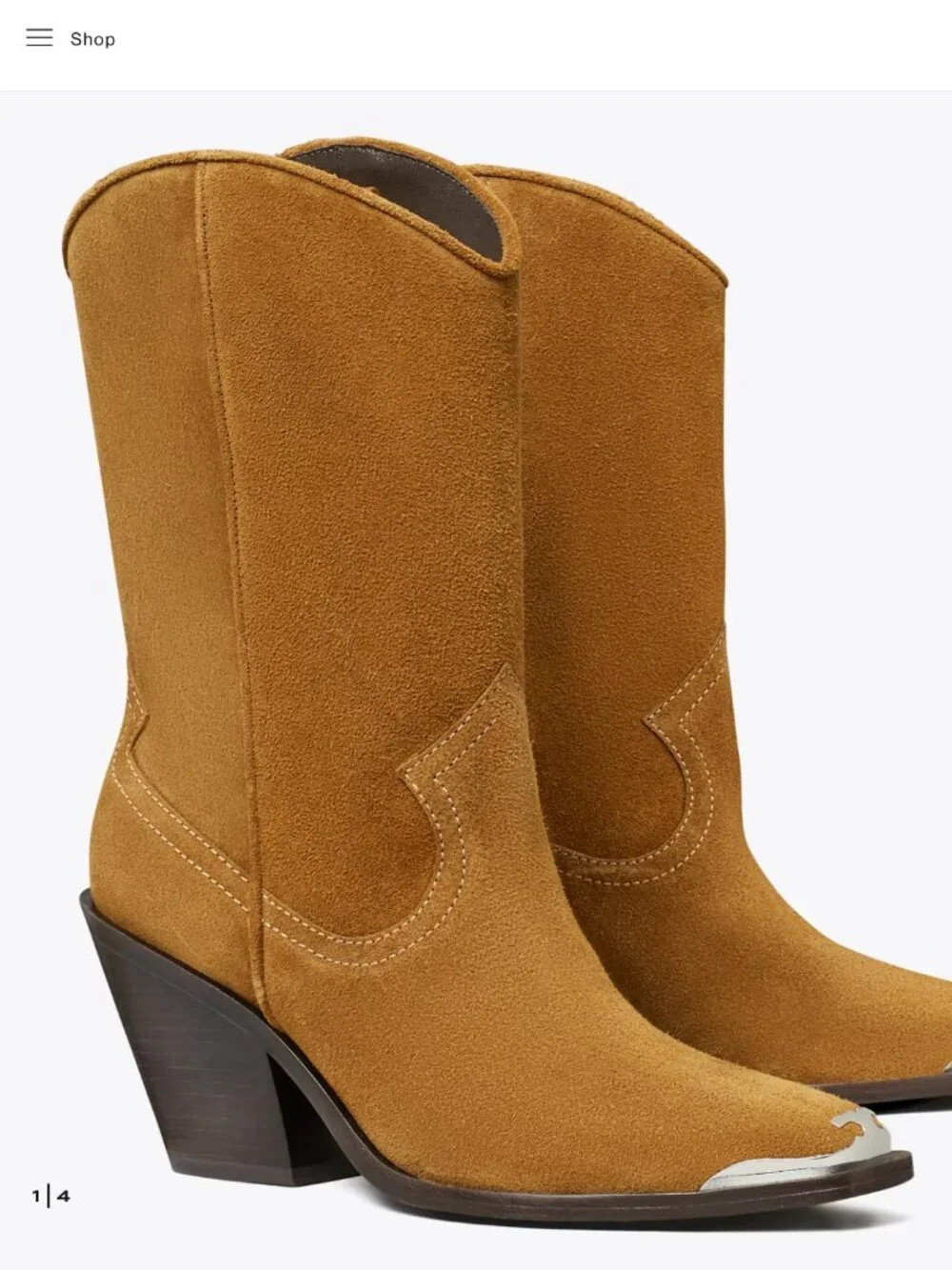 TORY BURCH BROWN SUEDE LEATHER COWBOY BOOTS WESTERN BOOTS SIZE-9 - Picture 5 of 5